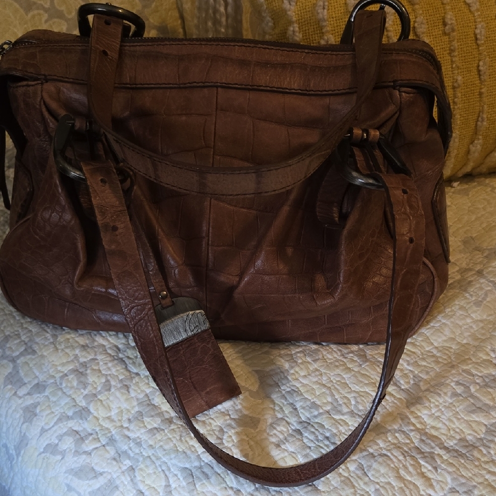 Fransco Biasia Elegant Brown Leather Handbag